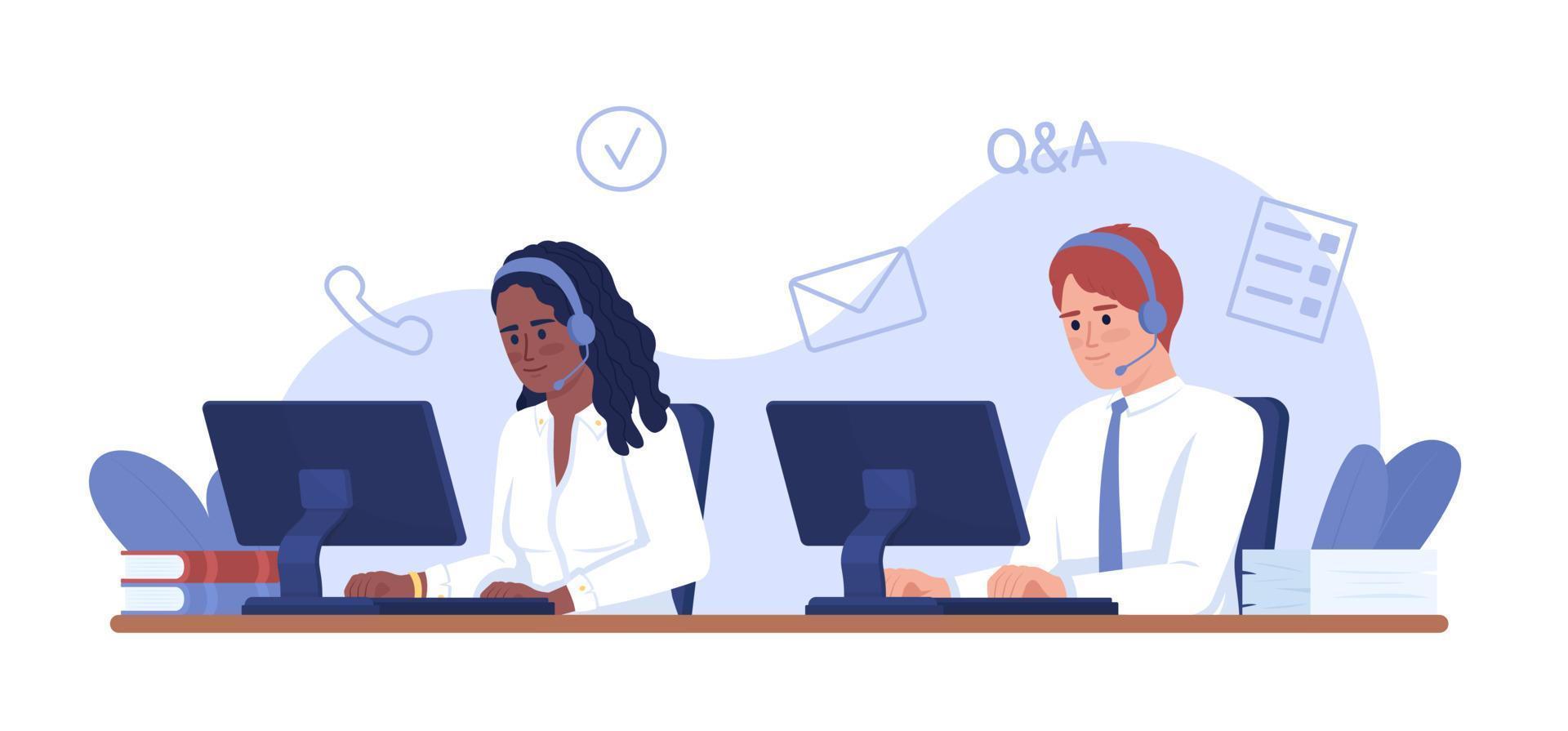 emergency-response-2d-isolated-illustration-call-center-operators-flat-characters-on-cartoon-background-colorful-editable-scene-for-mobile-website-presentation-vector